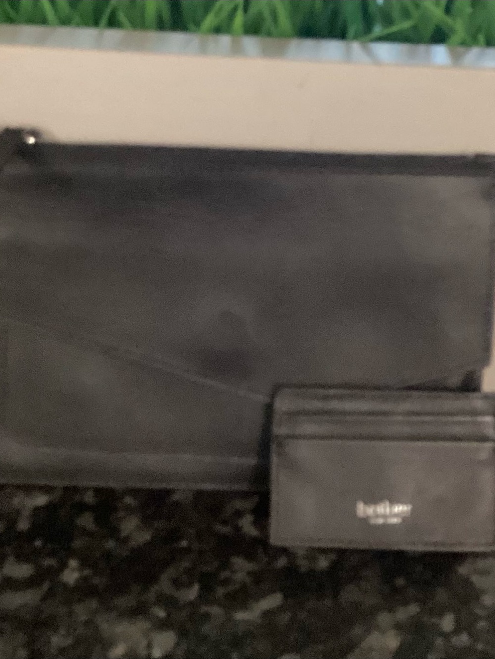 Botkier Black Leather Zip Pouch, Clutch with Card Holder. Box included.